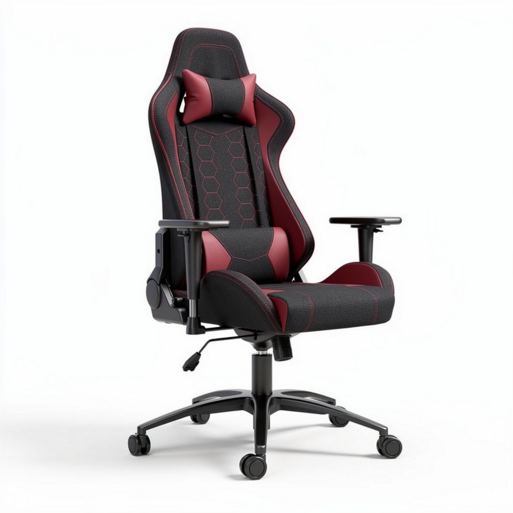 Chaise de bureau ergonomique pour gaming en tissu synthétique - 50 x 70 x 125