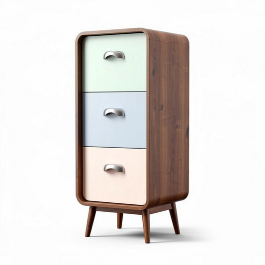 Commode de rangement en bois avec tiroirs colorés - 50 x 30 x 30