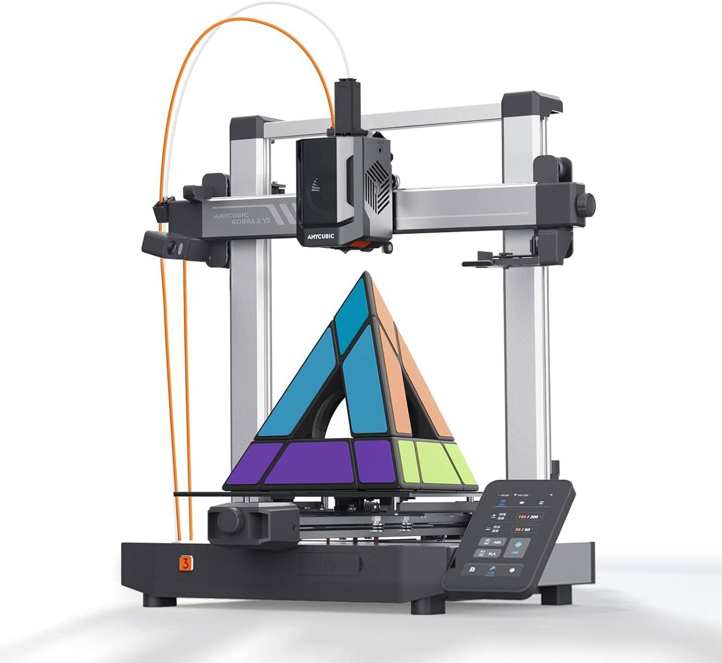 Anycubic Kobra 3 V2 Imprimante 3D, 600 mm/s Haute Vitesse, Auto-Nivellement LeviQ 3.0, Surveillance de l'IA, Taille d'impression 255 * 255 * 260mm(Noir/Gris)